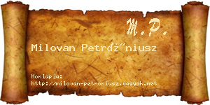 Milovan Petróniusz névjegykártya